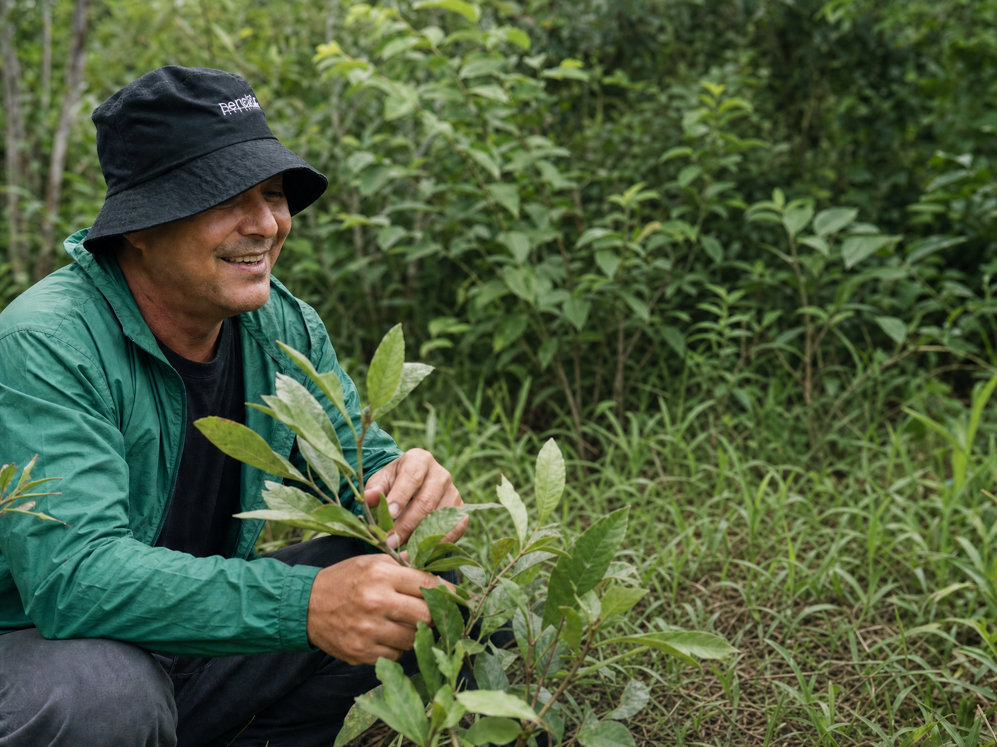 Supplier tending botanical plants at a farm